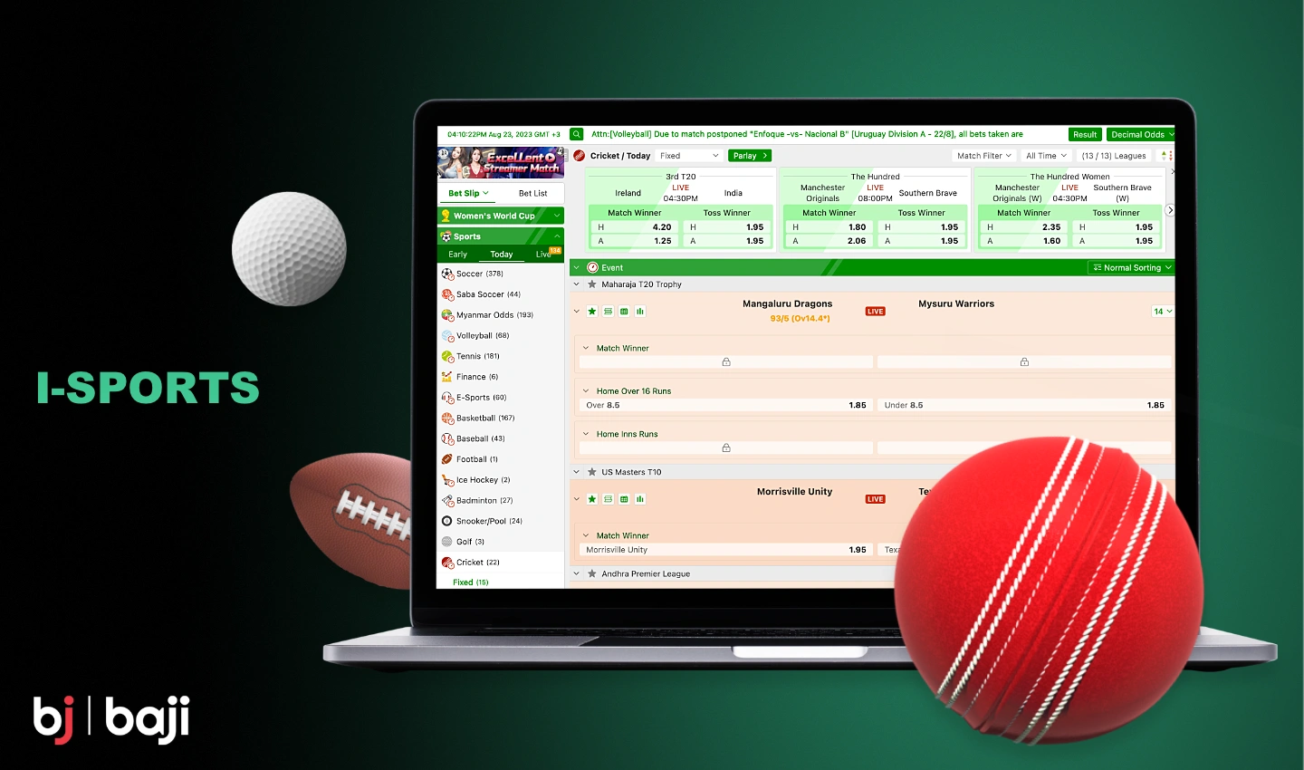 मैं-खेल स्पोर्ट्सबुक के माध्यम से, Baji उपयोगकर्ता विभिन्न प्रकार के खेलों पर दांव लगा सकते हैं