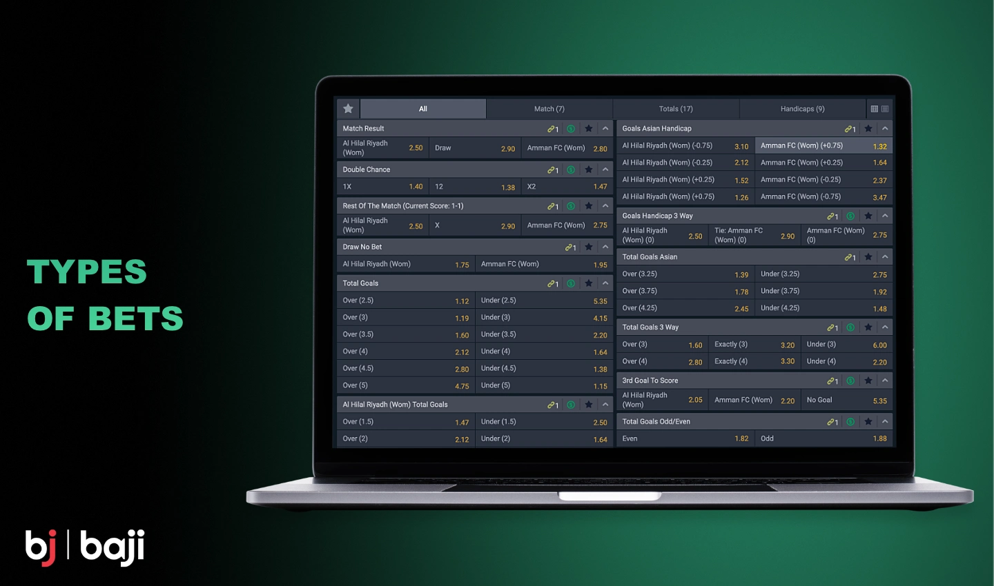Baji उपयोगकर्ताओं के लिए विभिन्न प्रकार के खेल सट्टेबाजी उपलब्ध हैं